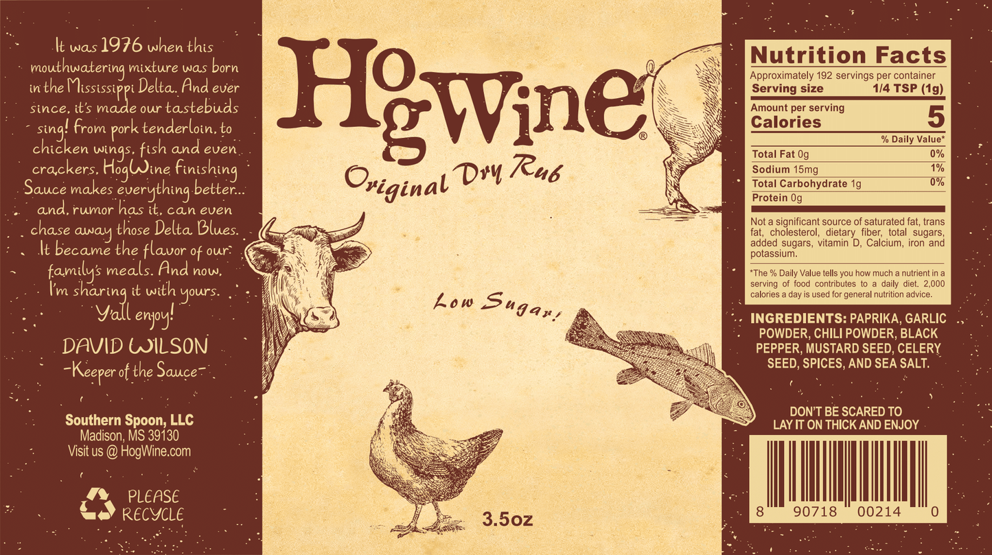 Hogwine Original Dry Rub 3.5 oz